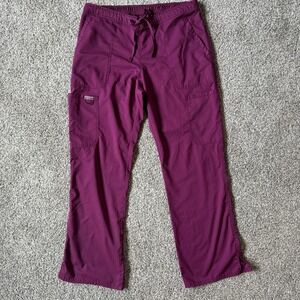 Cherokee Workwear Revolution Size M Tall Slight Flare Drawstring Scrubs Maroon